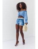 Denim shorts with abrasions, blue 3006 - Online store - Boutique